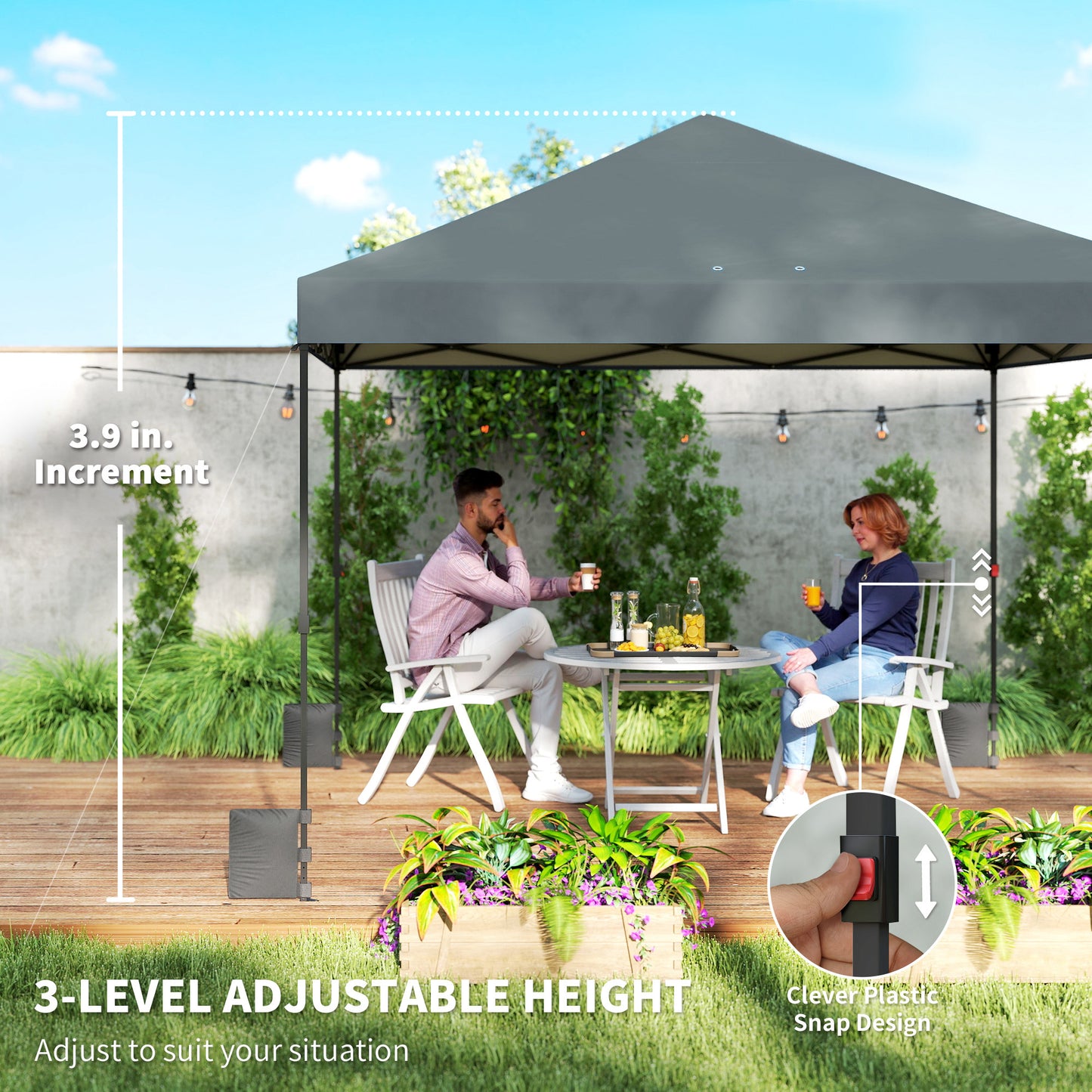 10 x 10 ft Pop Up Canopy Tent with One Push Setup, Outdoor Portable Instant Canopy Shelter w/ Roller Bag, Dark Gray