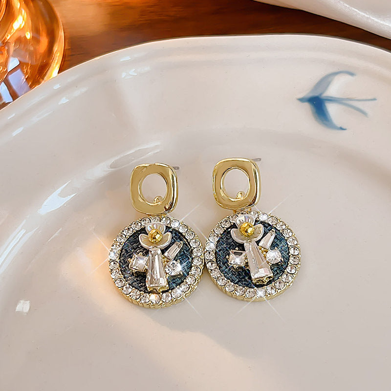 Elegant Blue Love Heart Clip On Earrings For Women Non Pierced Ears Fashion Jewelry