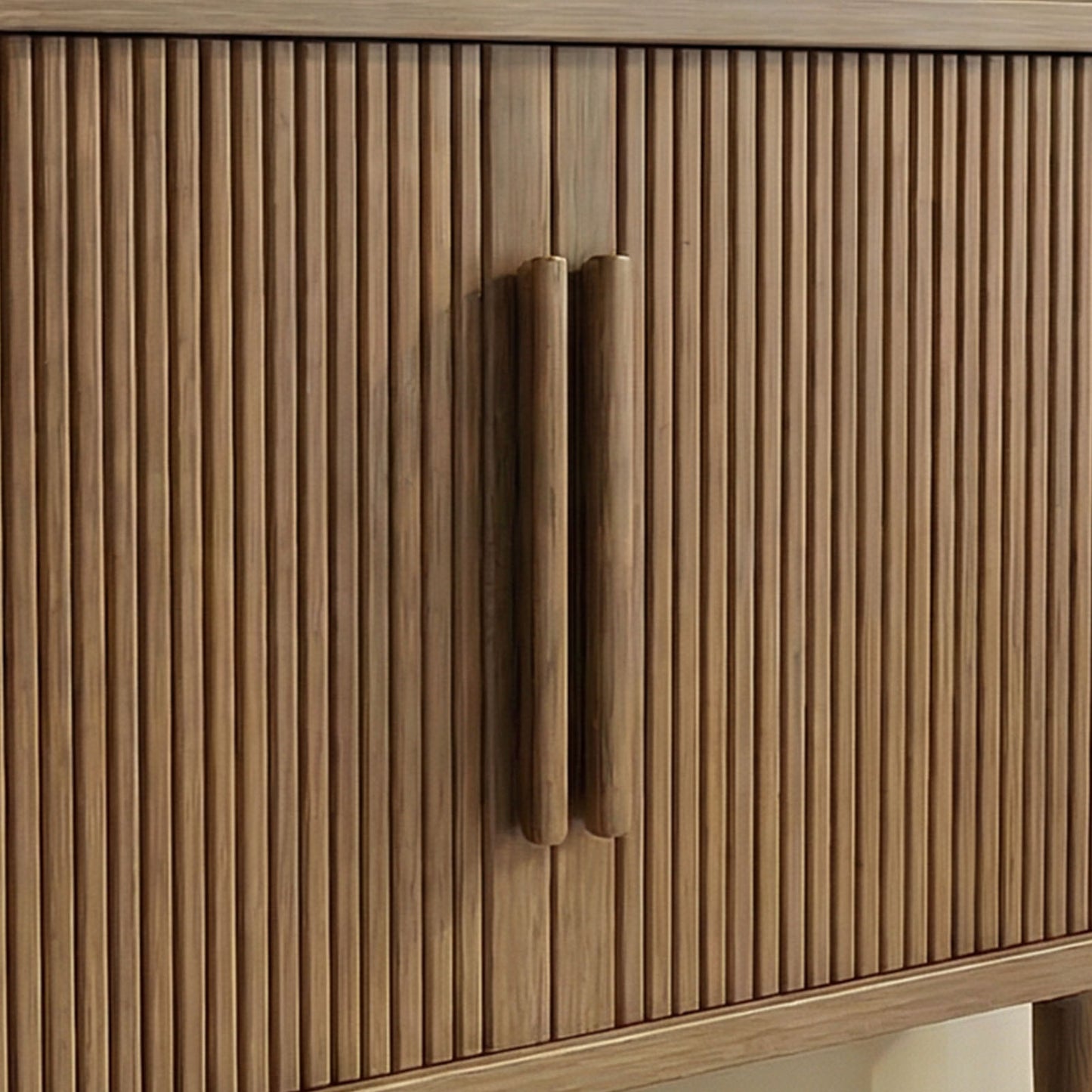63in Fluted TV Stand Modern Media Console Table Entertainment Center With Sliding Door And Solid Wood Legs For Living Room Bedroom Office