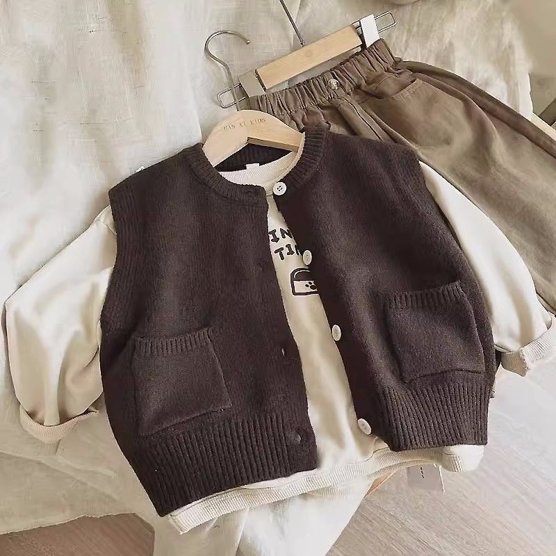 Korean-style Children's Single-piece Vest Three-piece Set