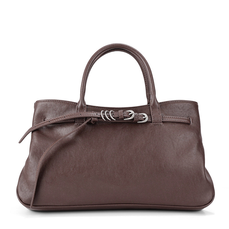 First-layer Vegetable-tanned Leather Bag Korean-style Minimalist Commuter Handbag