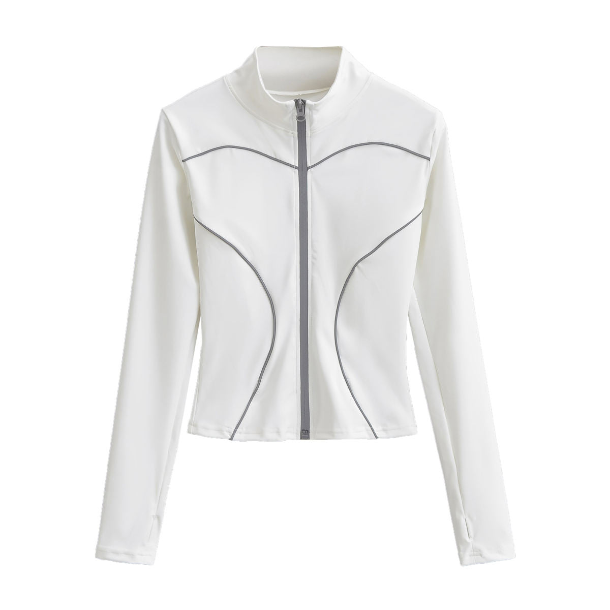 Yoga Half Turtleneck Zipper Cardigan Reflective Stripe Tight Short T-shirt