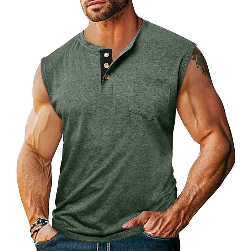 Men's Sleeveless Wide-Shoulder Tank Top Fitness Workout Top