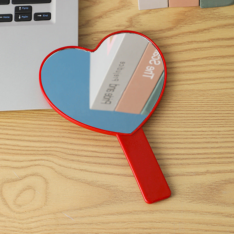 Household Portable Cute Love Hand-held Makeup Mirror