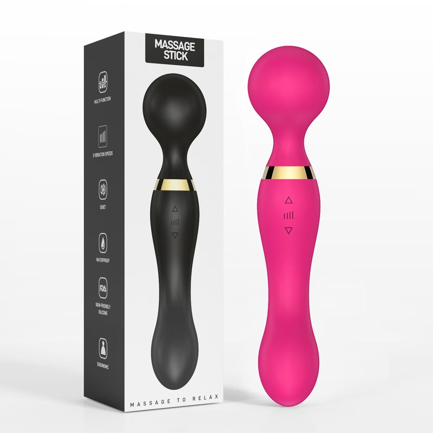 Multi-Speeds-Silicone-Double-Head-Full-Body-Massager-Vibrator-Mute Rechargeable