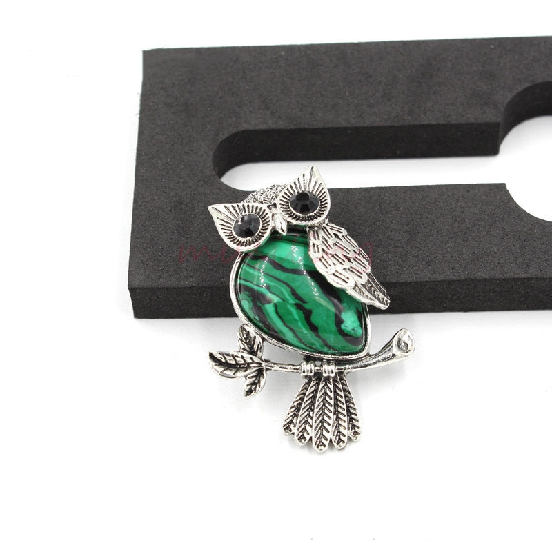 Natural Stone Crystal Pendant Owl Pendant Alloy Accessories Necklace