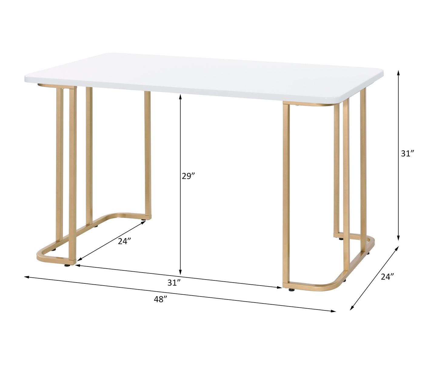 Estie White & Gold Finish Writing Desk