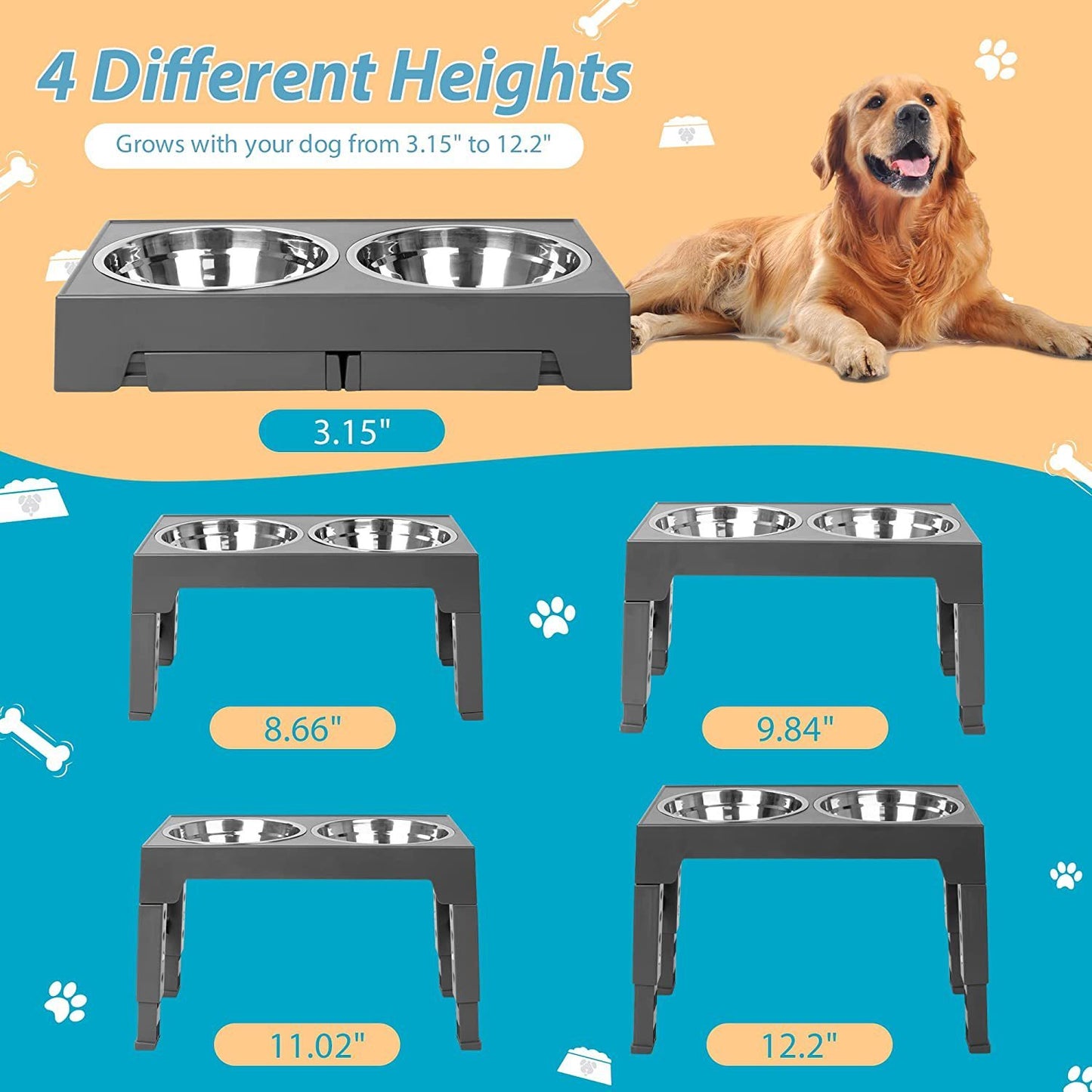 Pet Feeder Slow Feeding Bowl Lifting Dog Bowl Rack Neck Protection