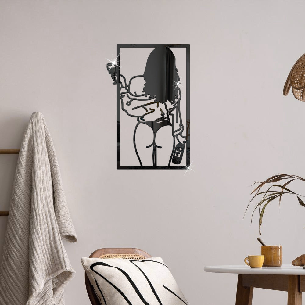 Acrylic Wall Stickers Line Beauty Back Silhouette Self-adhesive Background Wall Mural