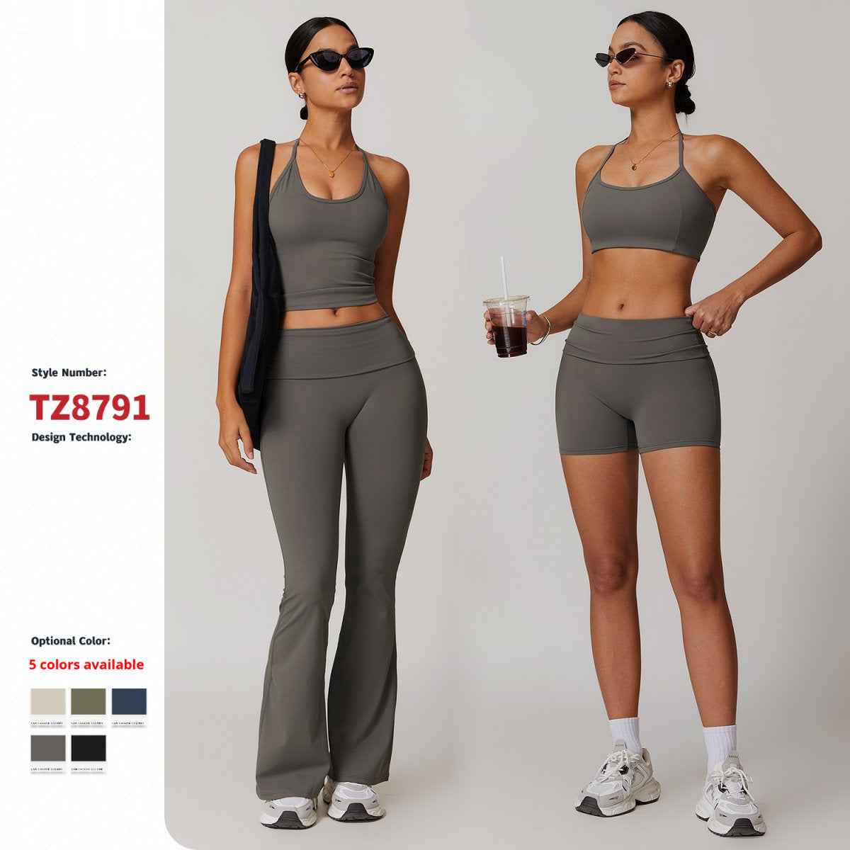 Quick-drying Folding High Waist Casual Halter Tight Back Yoga Suit