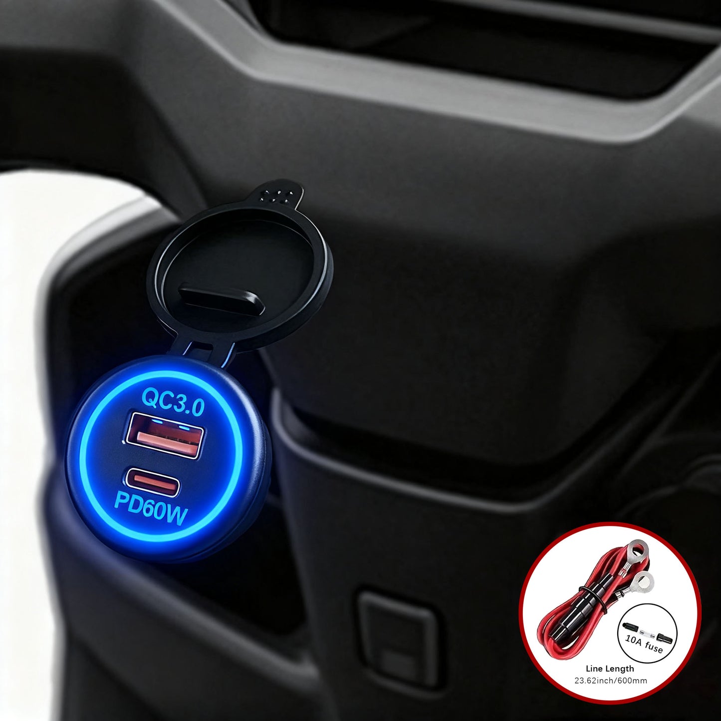 The New 60W Mobile Phone Charger For Automobiles, Motorcycles And Ships Is Refitted With Special Intelligent Super Fast Charging Port A-port C.