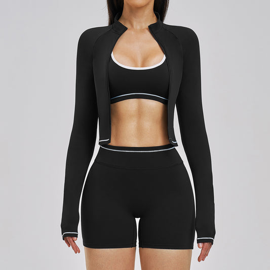 Womens Outdoor Running Fitness Three-Piece Set