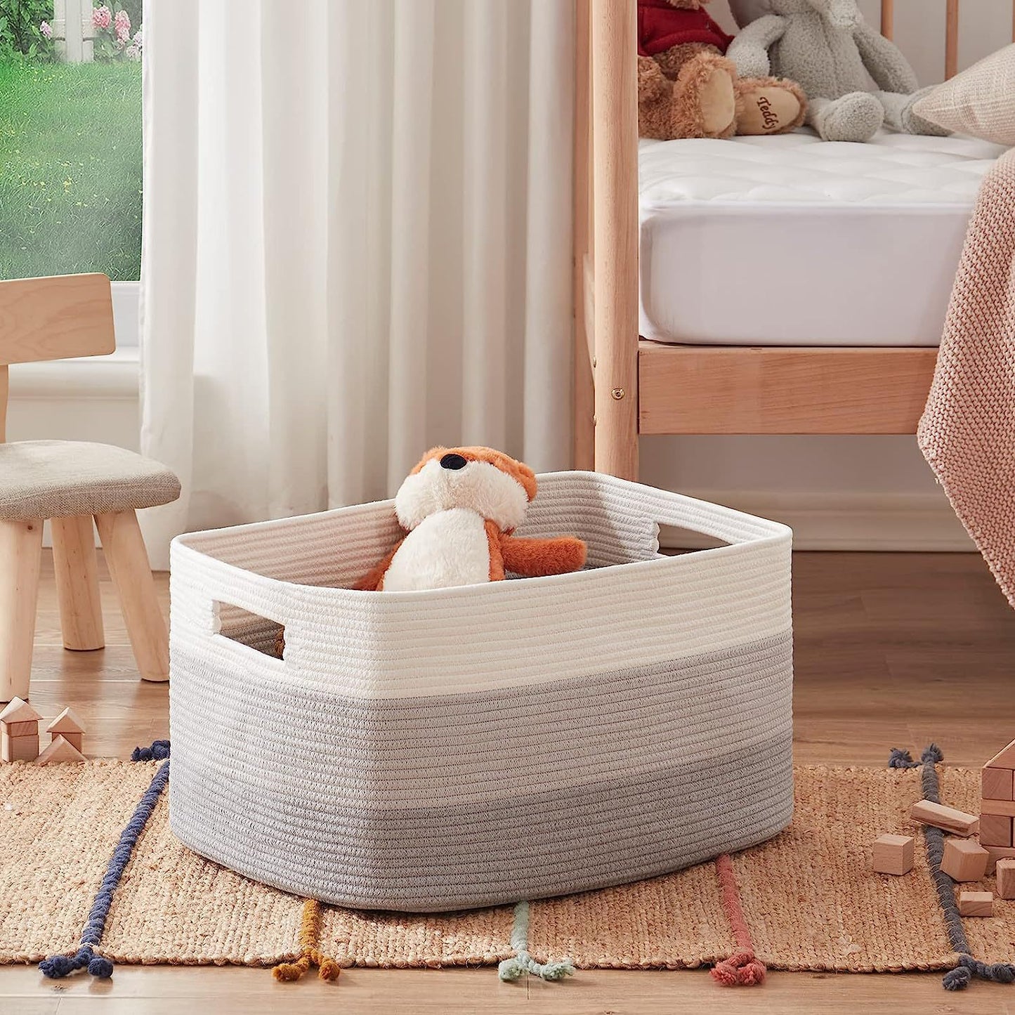 Cotton Rope Woven Home Laundry Basket Living Room Storage