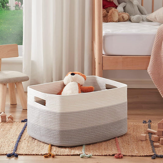 Cotton Rope Woven Home Laundry Basket Living Room Storage