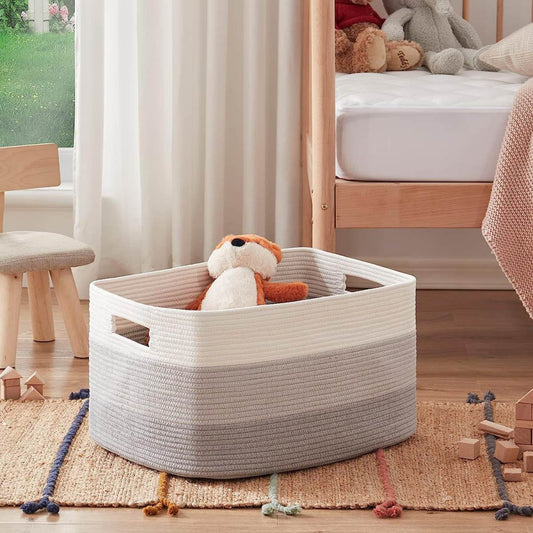 Cotton Rope Woven Home Laundry Basket Living Room Storage