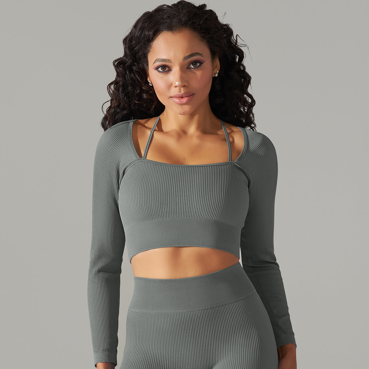 European And American Seamless Rib Solid Color Sexy Beauty Back Yoga Clothes Sports Running Fitness