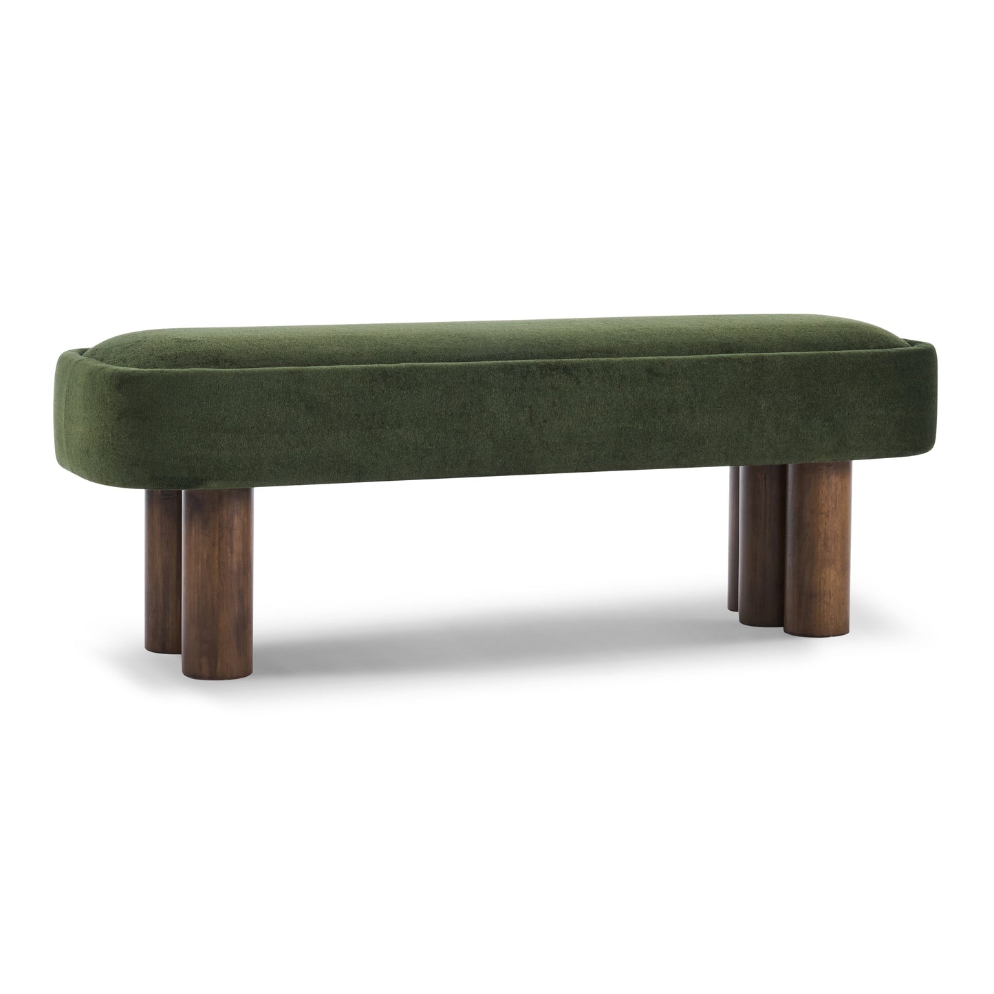 Indoor Green Fabric Dining Bench With Walnut Color Legs, 51.57 L Upholstered Seating For Kitchen, Dining Room And Living Space,250lbs Capacity
