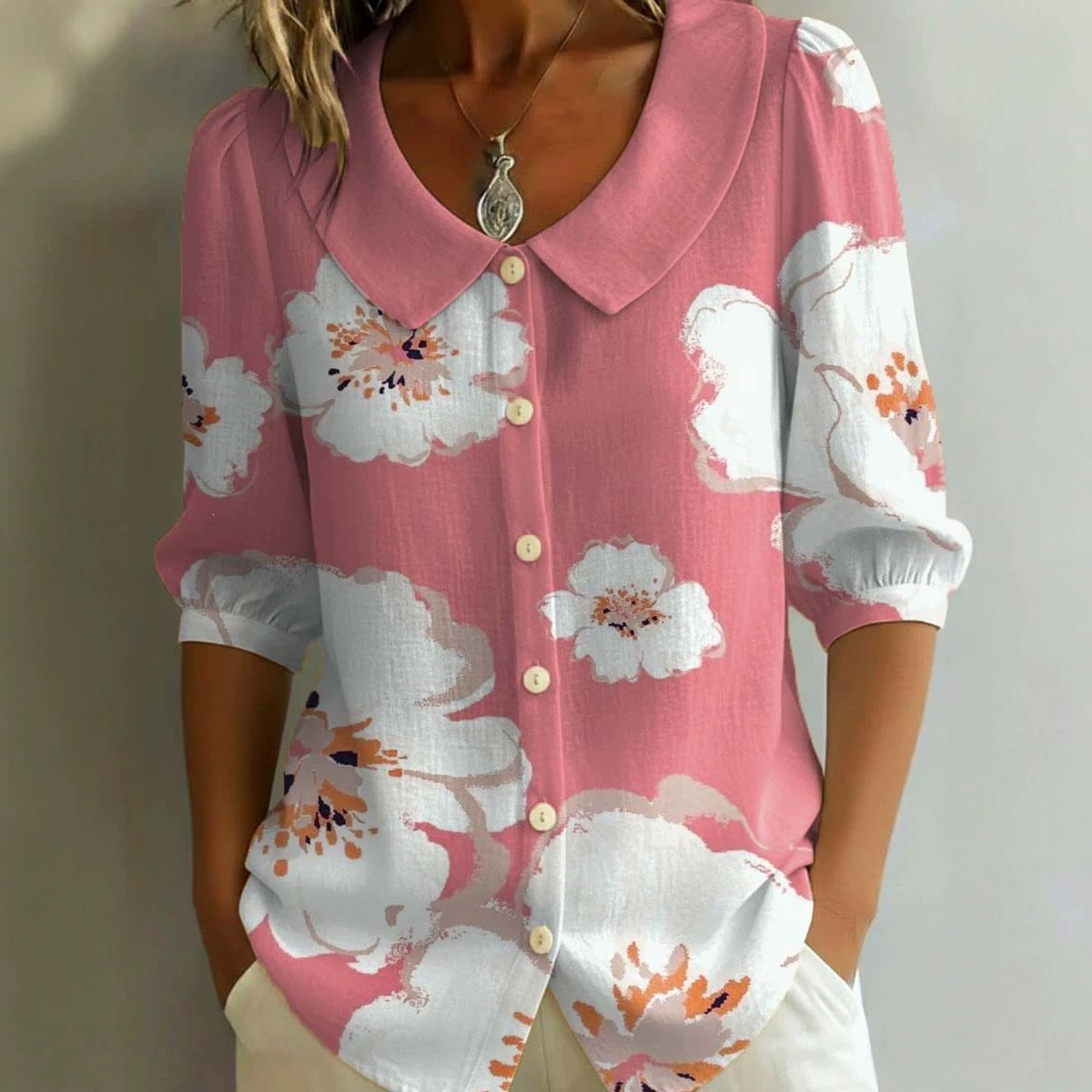 Womens Casual Fashion Printed Short-sleeve Top