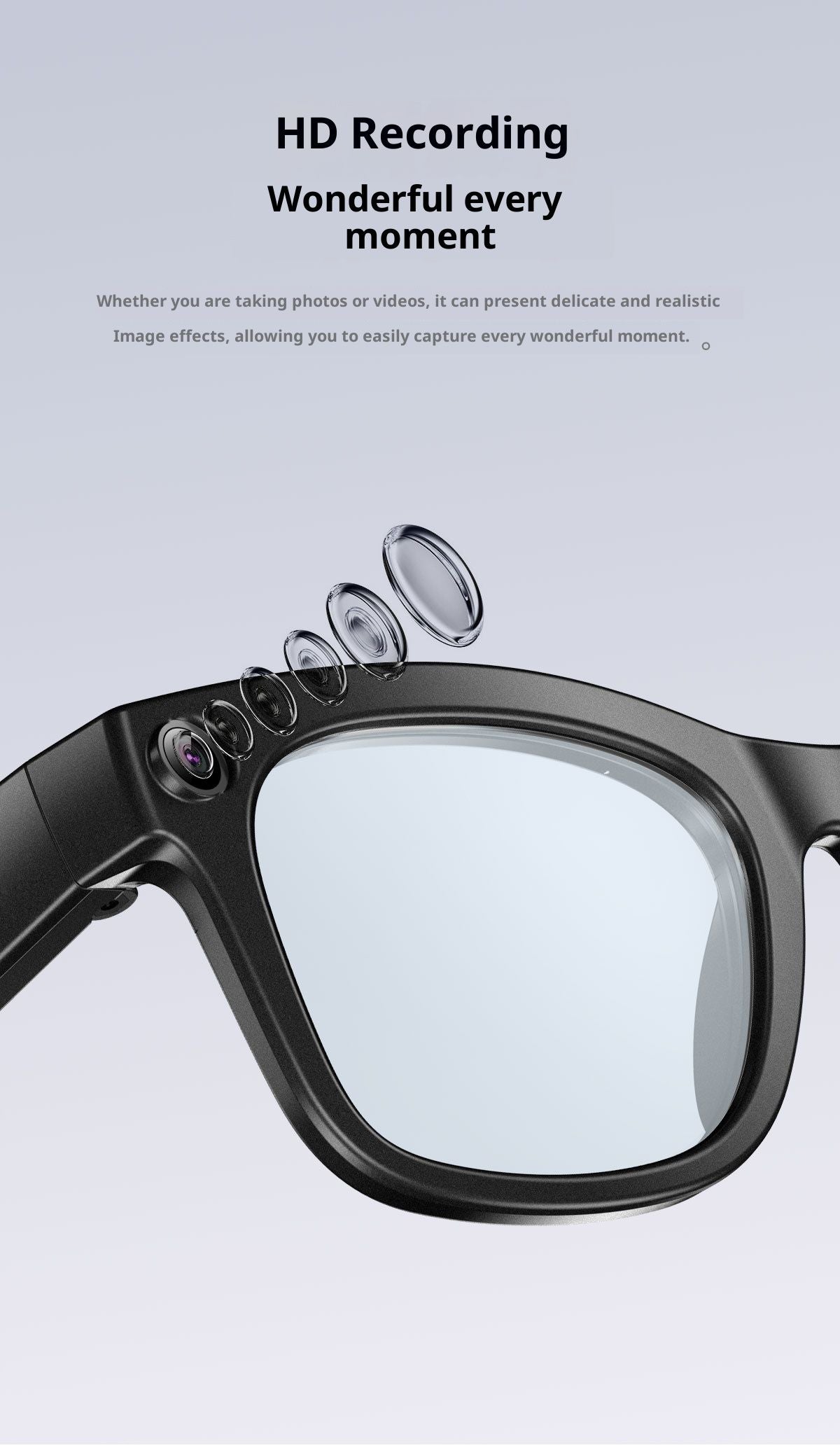 2MP AI Smart Glasses Bluetooth Sunglasses For Music Calling Translation