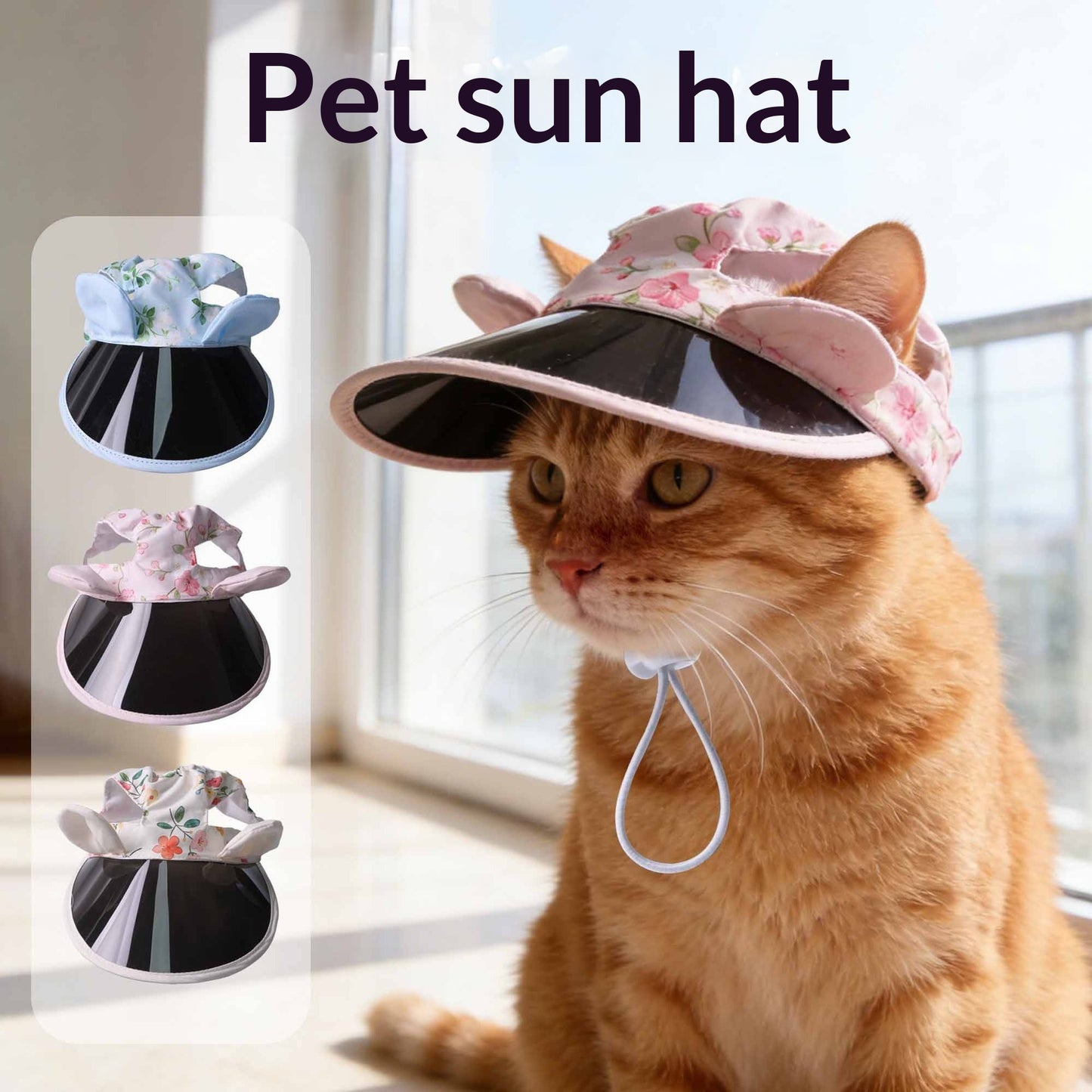 Sphynx Cat Sun Hat With Visor For Cats Kittens Adjustable Summer Outdoor Skin Protection