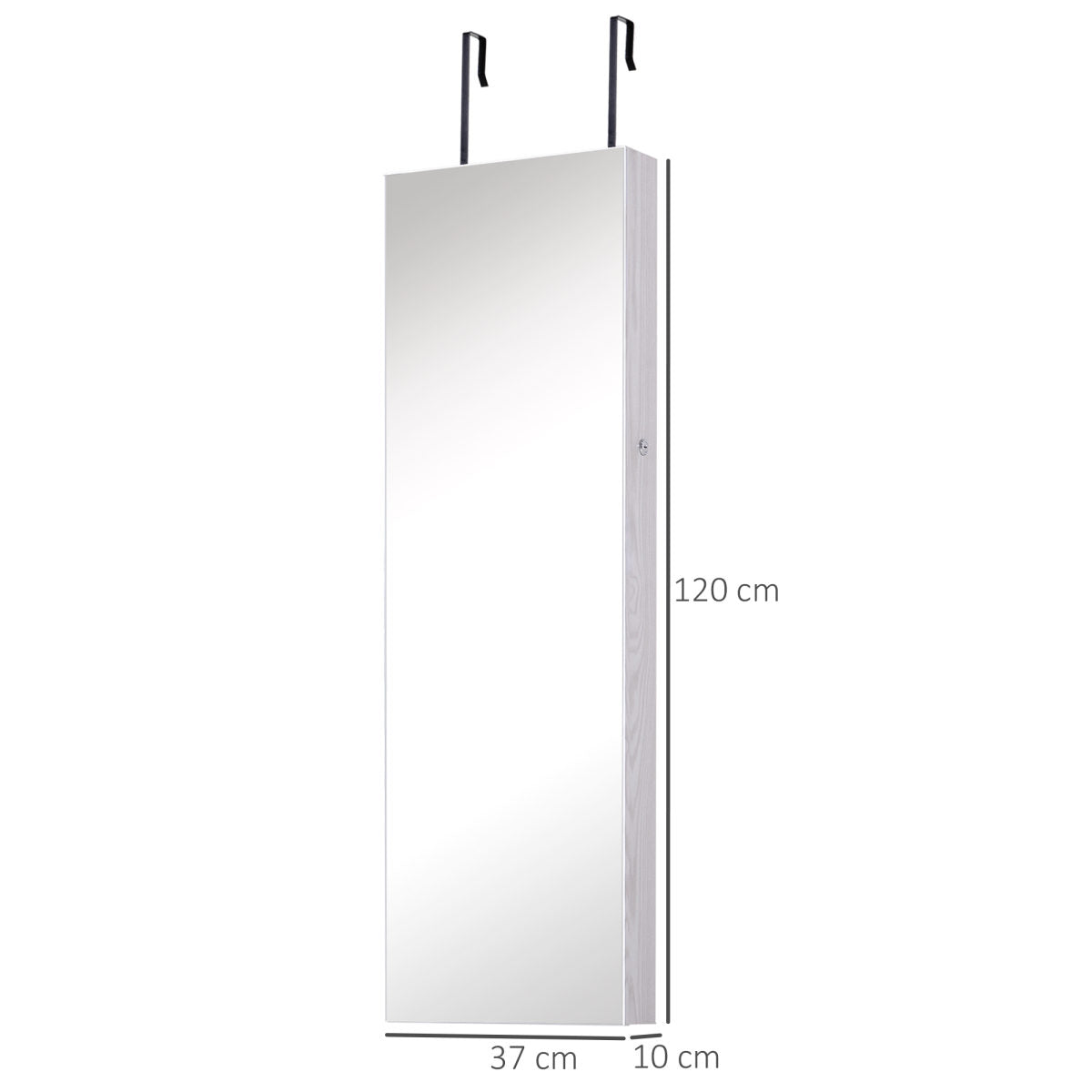 Jewelry Cabinet With Mirror And LED Lights, Lockable Makeup Cosmetics Jewellery Organiser, Mirror With Storage For Bedroom Dressing Room, White