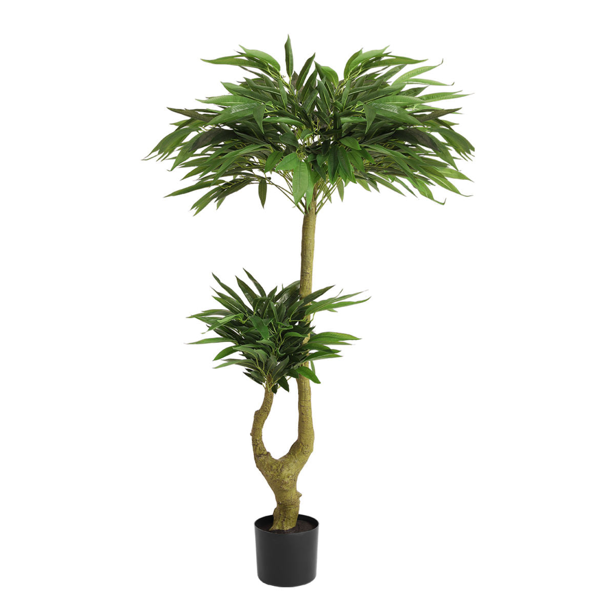 5FT Artificial Willow Tree Tall Fake Potted Plant Faux Green Silk Tree with Black Plastic Pot for Indoor Home Office Living Room Bedroom Decoration, 1pc/set