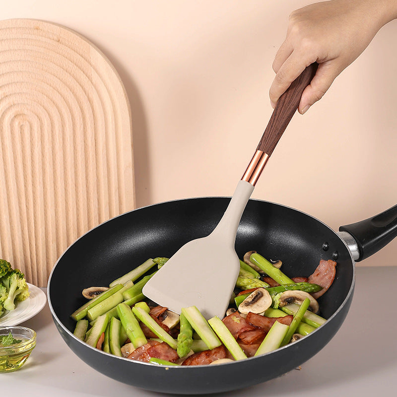 Silicone Wood-Grain Kitchen Utensil Set 12 Pieces Non-Stick Spatula