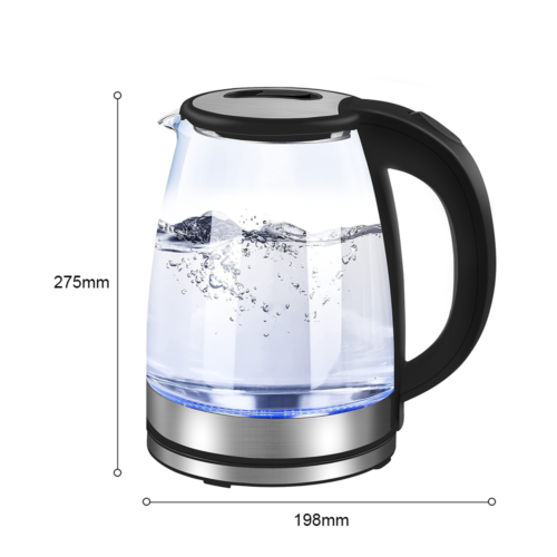 Stainless Steel Glass Electric Kettle 360  Rotation LED Light Kitchen Water Jug