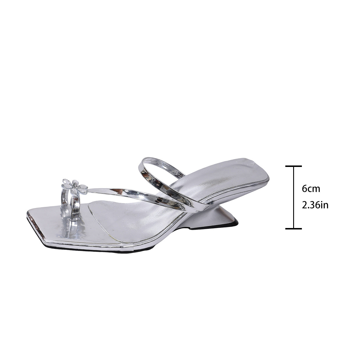 2026 Summer New Wedge Heel Slide Sandals For Women, Fashion Elegant Floral Thong Square Toe Wedge High Heels