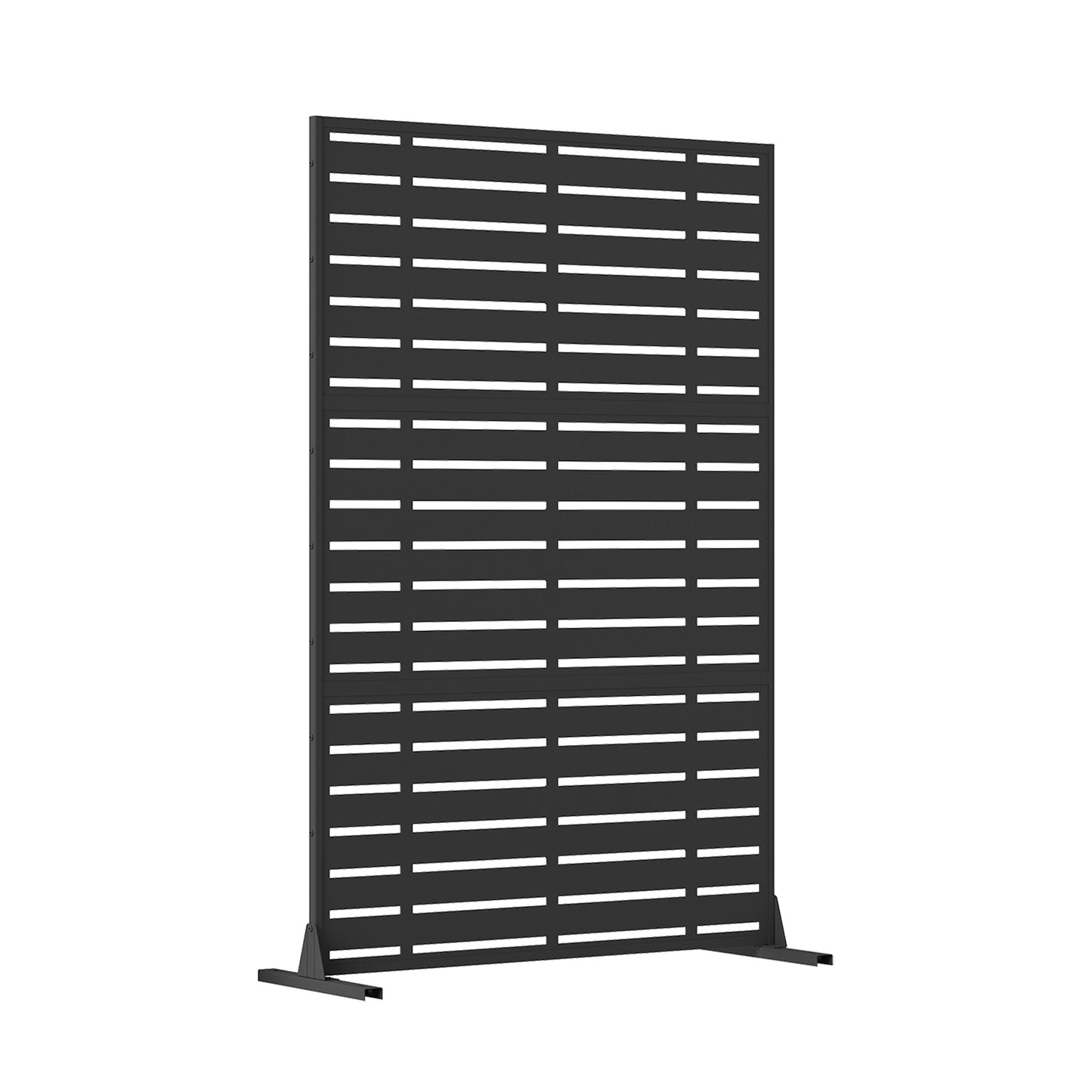 Outdoor Privacy Screen, Freestanding Patio Screen With Metal Frame & Resin Panels, Modern Decorative Privacy Fence For Patio, Garden, Balcony