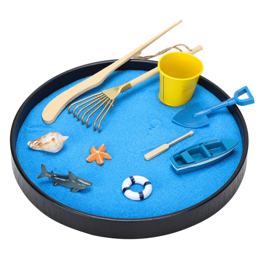Sand Table Decoration Ocean Beach Micro Landscape Desktop Round Tray DIY Crafts Accessories