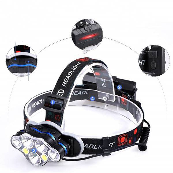 5 Lights Super Bright Android Port Charging Headlight