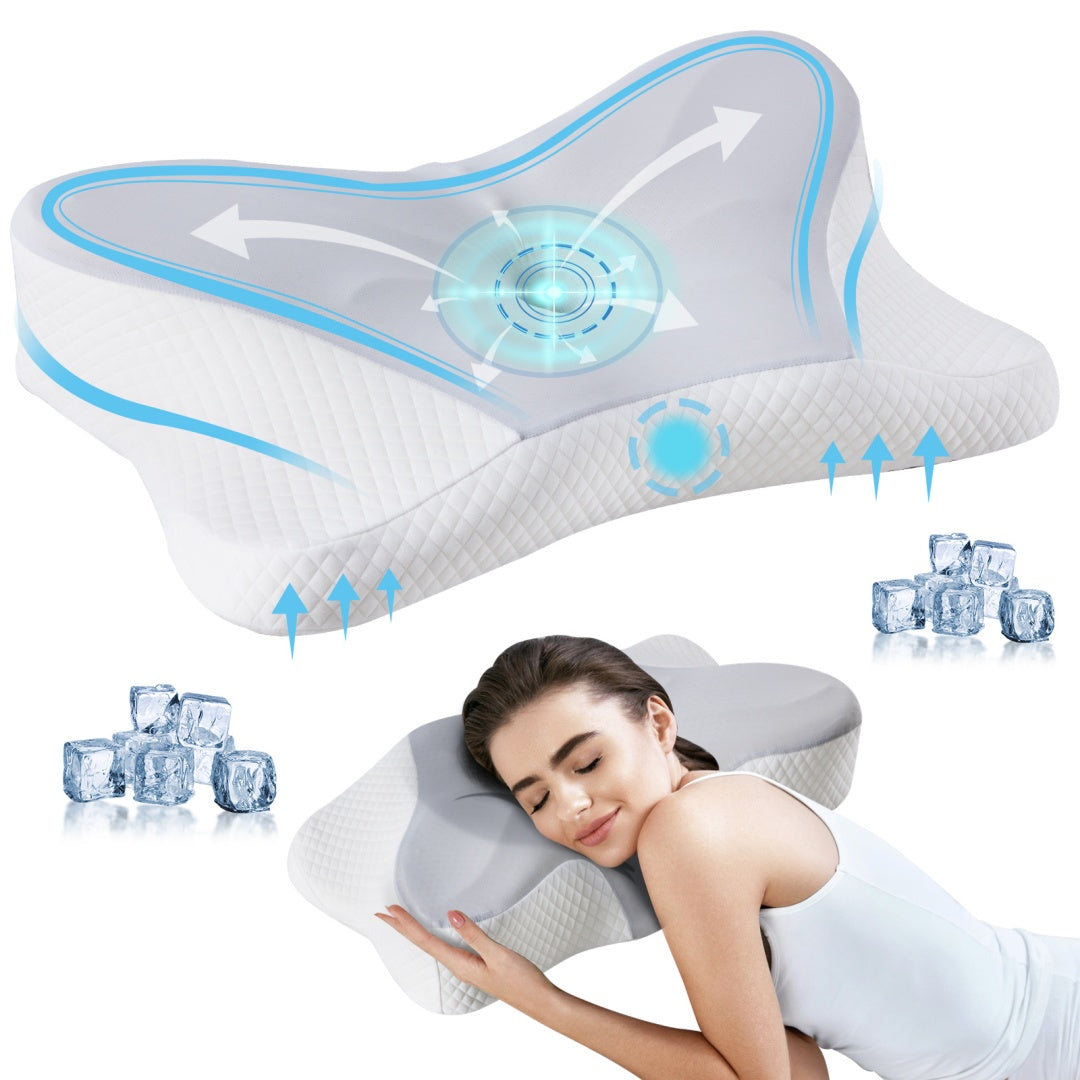 Cervical Neck Pillow, Cooling Ergonomic Memory Foam Pillows  Dual Height Orthopedic Support Contour Pillow For Side