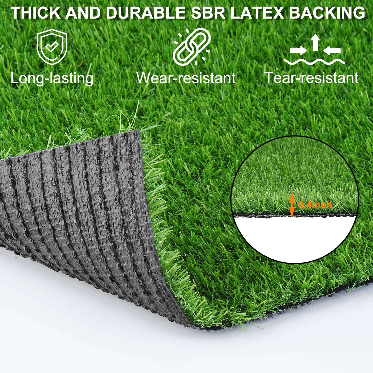 6FTX10FT Outdoor Artificial Grass Runner Rug, Thick Realistic Fake Grass Roll Decor Patio Balcony Garden Lawn, Dog Pets Turf Drain Mat, 0.78 Pile Height