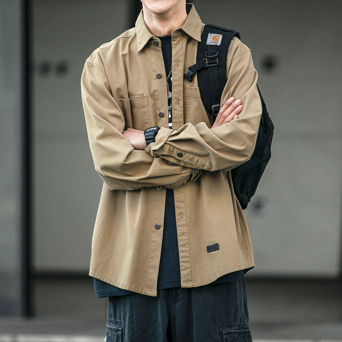 Korean-style Trendy Loose-pocket Shirt Versatile Casual Jacket For Young Men