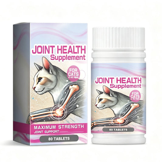 Cat Joint Health Support Tablets, Glucosamine Joint Supplement For All Breeds & Sizes Cats, 80 Count Joint Care Chewable Tablets To Relieve Joint Discomfort