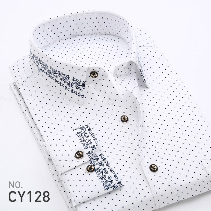 Men's Printed Long-sleeved Shirt Korean Style