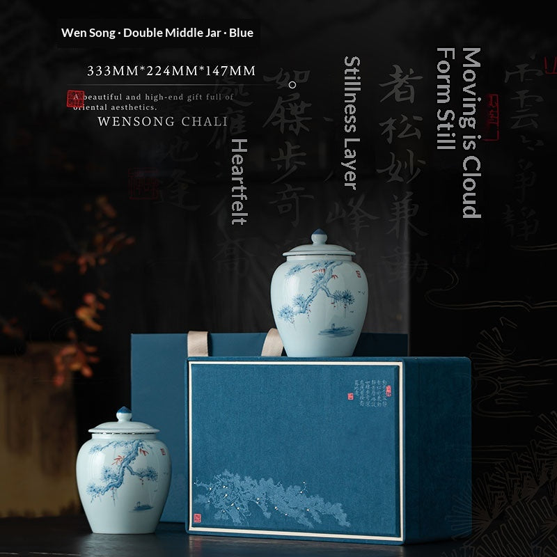 New Style Ceramic Tea Caddy High-End Storage Sealed Double-Can Empty Gift Box