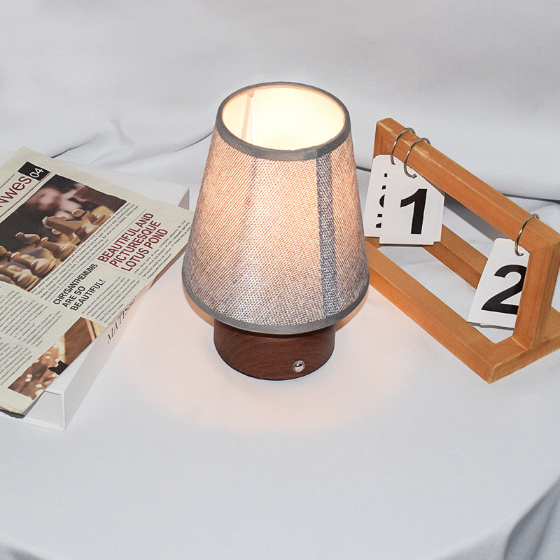 Bedside Fabric Charging Table Lamp With Built-in Battery