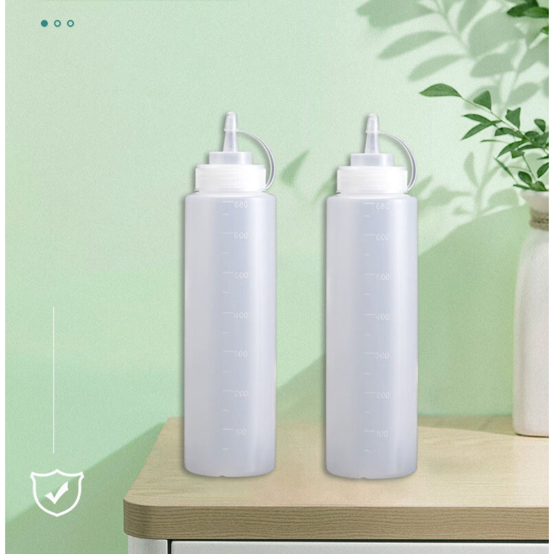 8 Pack Plastic Squeeze Sauce Bottles Kitchen Condiment Dispenser 500ml