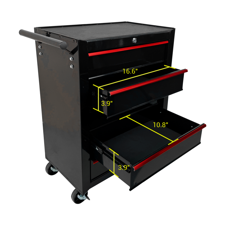Rolling Metal Tool Chest With 5 Drawers, 20inch 5-Drawer Tool Chest Cabinet With Ball Bearing Drawer Slides, Steel Tool Storage Box Organizer -BLACK