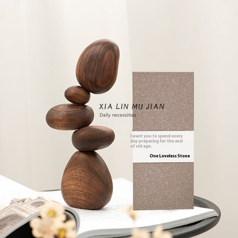 Housewarming Gift Balanced Rock Decoration Creative Wood Carving Cultural And Creative Gifts Emotional Stability Artifact Home Happiness For Friends