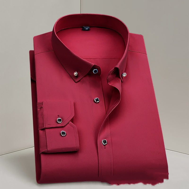 Business Formal Wear Men's Shirt Professional Wedding Best Man Non-ironing Pure White