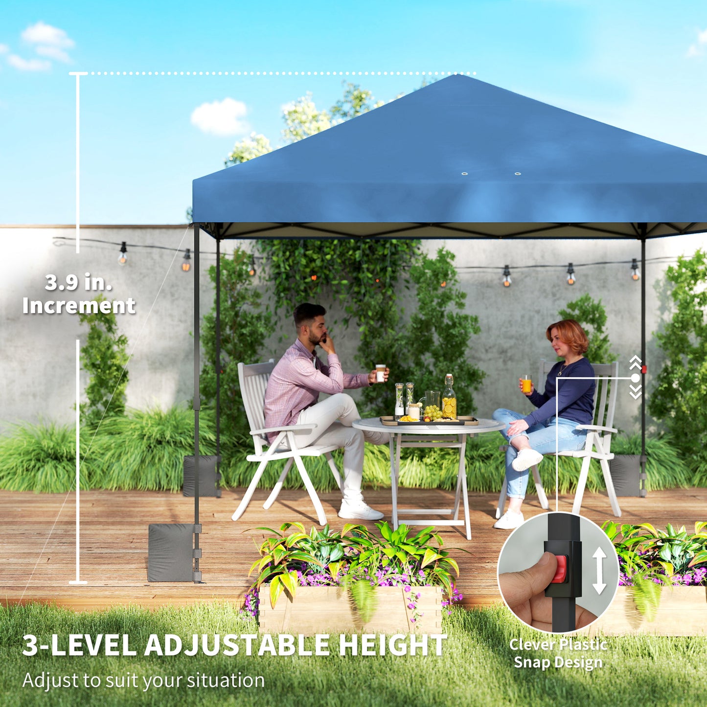10 x 10 ft Pop Up Canopy Tent with One Push Setup, Outdoor Portable Instant Canopy Shelter w/ Roller Bag, Dark Blue