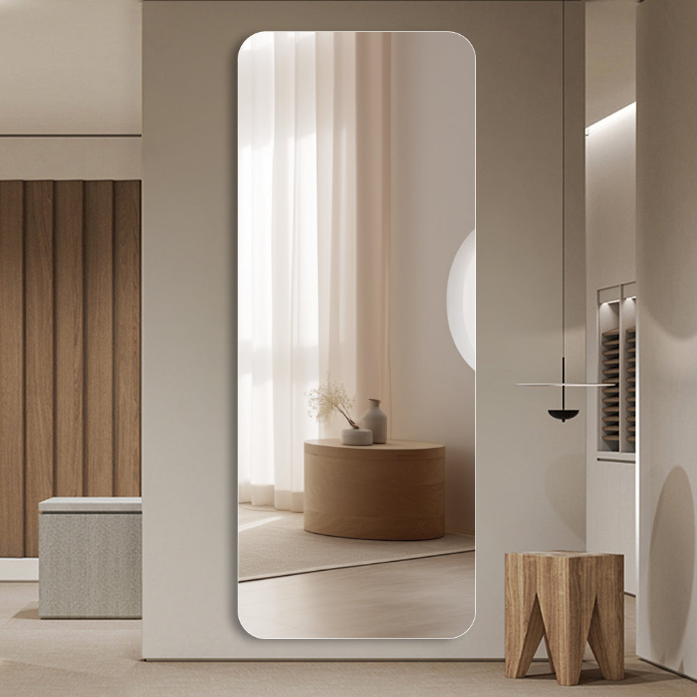 65 X 24  Inch Full Body Round Corner Mirror For Living Room Bedroom Cloakroom Wall Hanging With Hanging Hole High Quality 5mm Silver Mirror Explosion-proof Glass