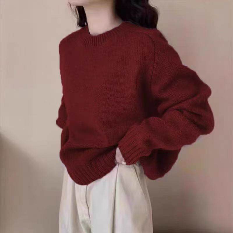 Korean-style Soft-styled Purple Sweater Crew-neck Sweater
