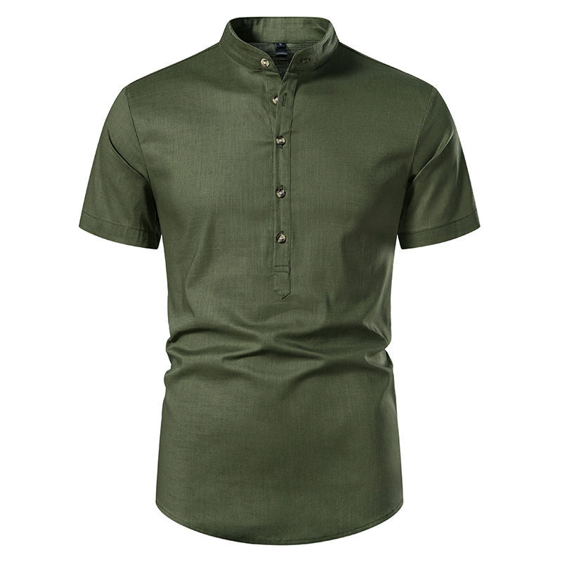 Men's Short-sleeved Shirt Cotton And Linen Shirt Casual Beach Yoga Jacket Men's Large Size Shirt