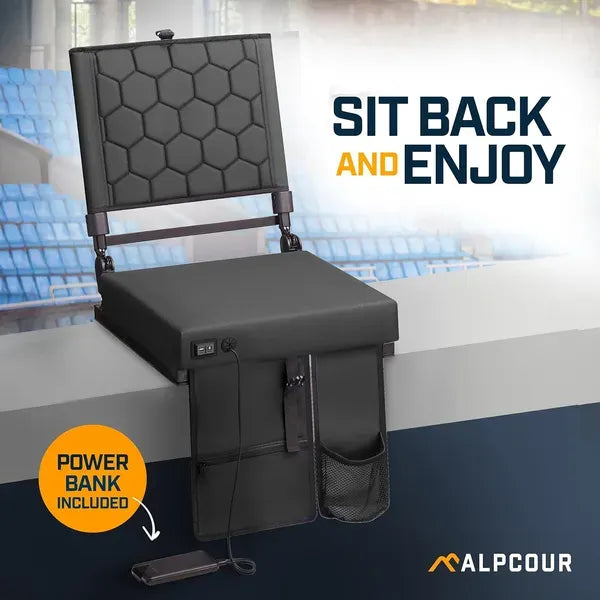 Alpcour Heated Massage Reclining Stadium Seat With Back Support For Bleachers