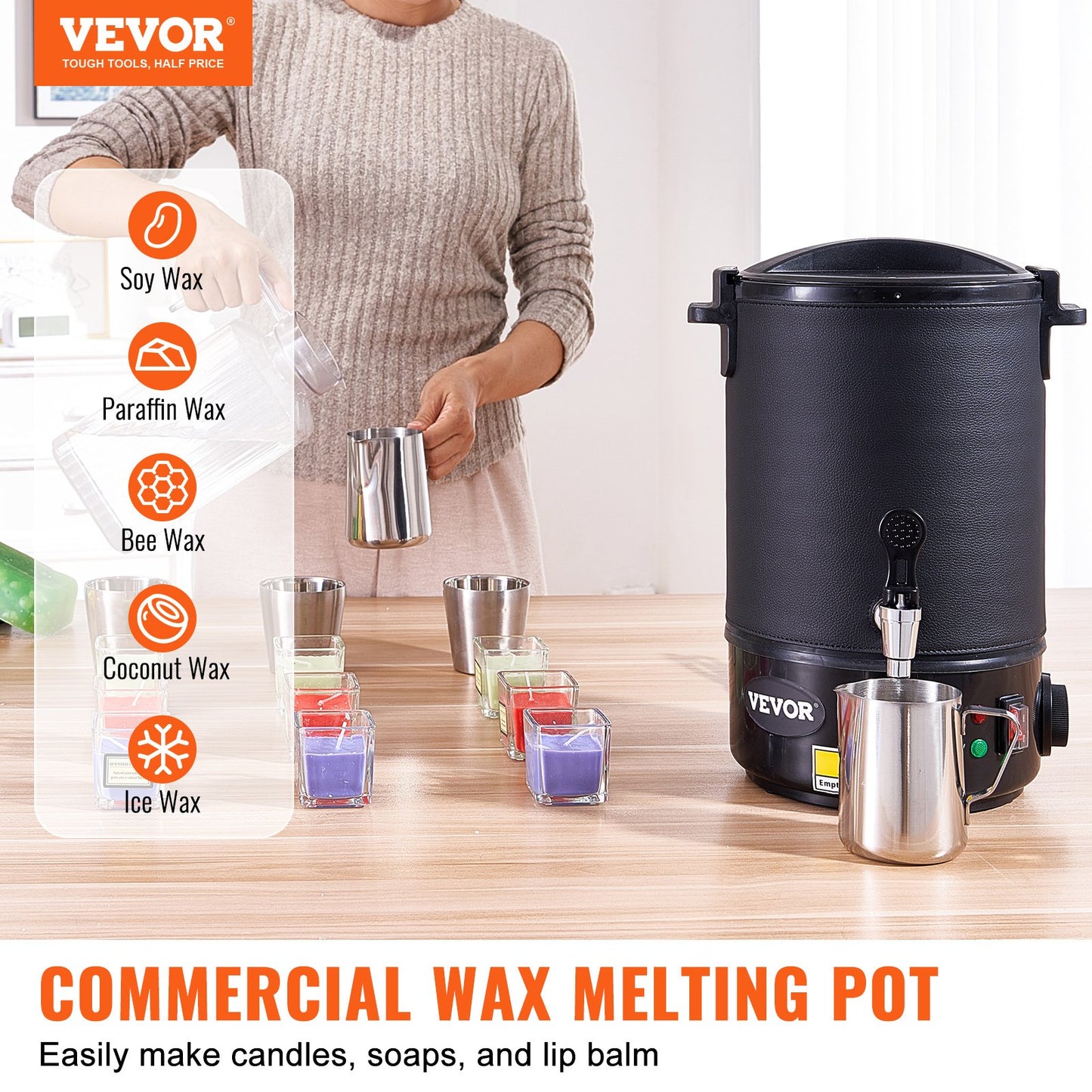 Wax Melter For Candle Making, 6.5 Liter Large Electric Wax Melting Pot Easy Pour Spout, 9-level Temperature Control, Easy Clean For Candle Soap Cream Beauty Bulk Production Business Or Home