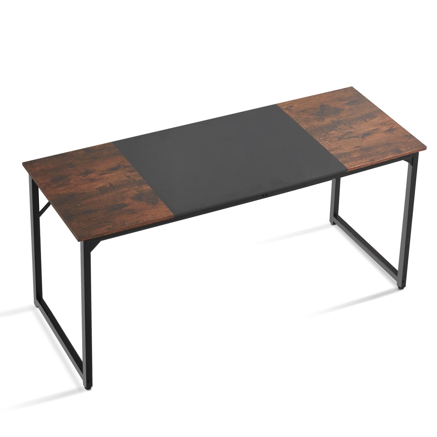 Computer Desk, 63 Inch Office Gaming Desk For Home Office, Writing Study Work Modern Simple Table With Metal Frame For Large Legroom, Rustic Brown And Black